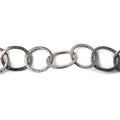 19mm-22x18mm Black Gold Plated Brushed Round & Oval Link Chain by the foot