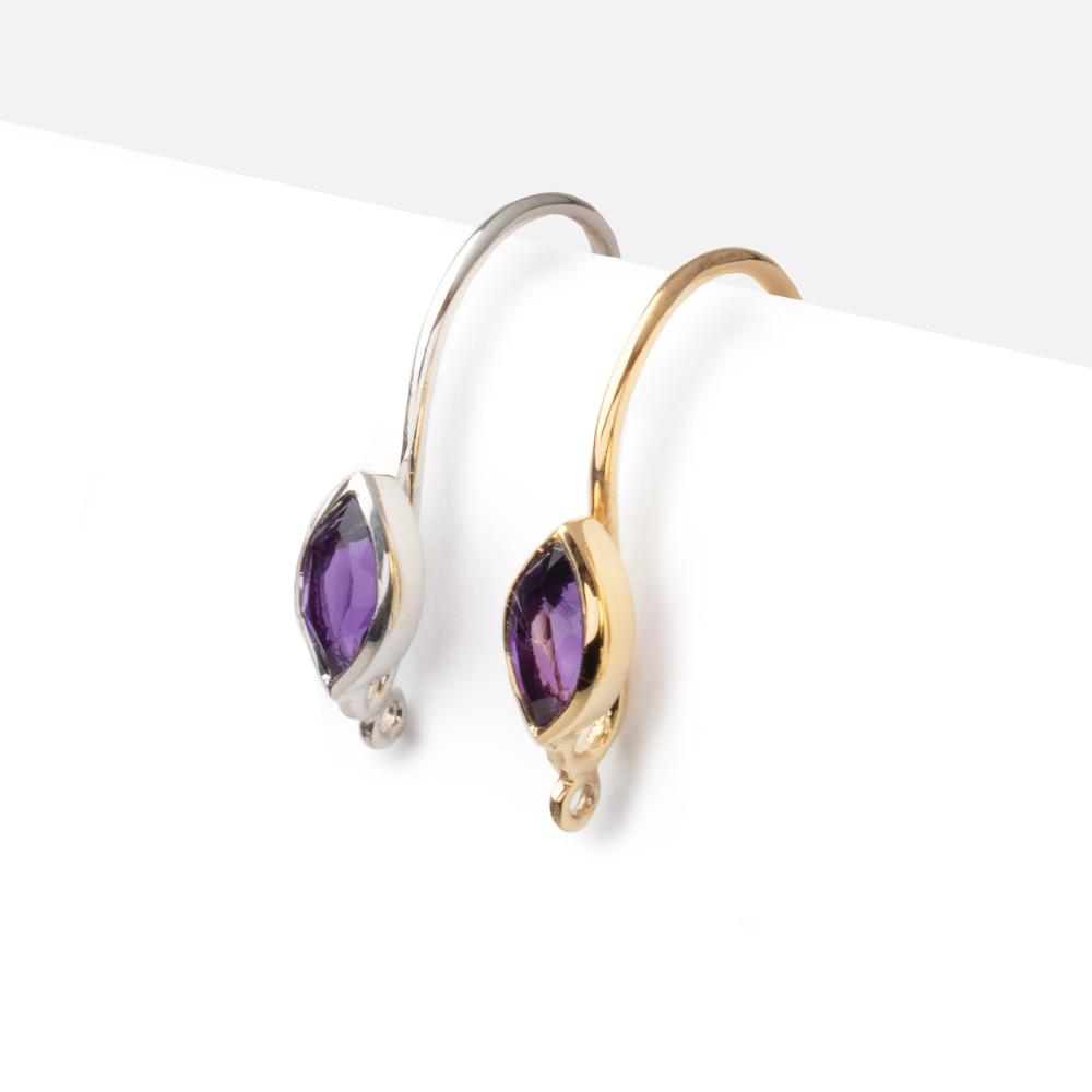 19mm African Amethyst Marquise Ear Wire Set of 2 pieces