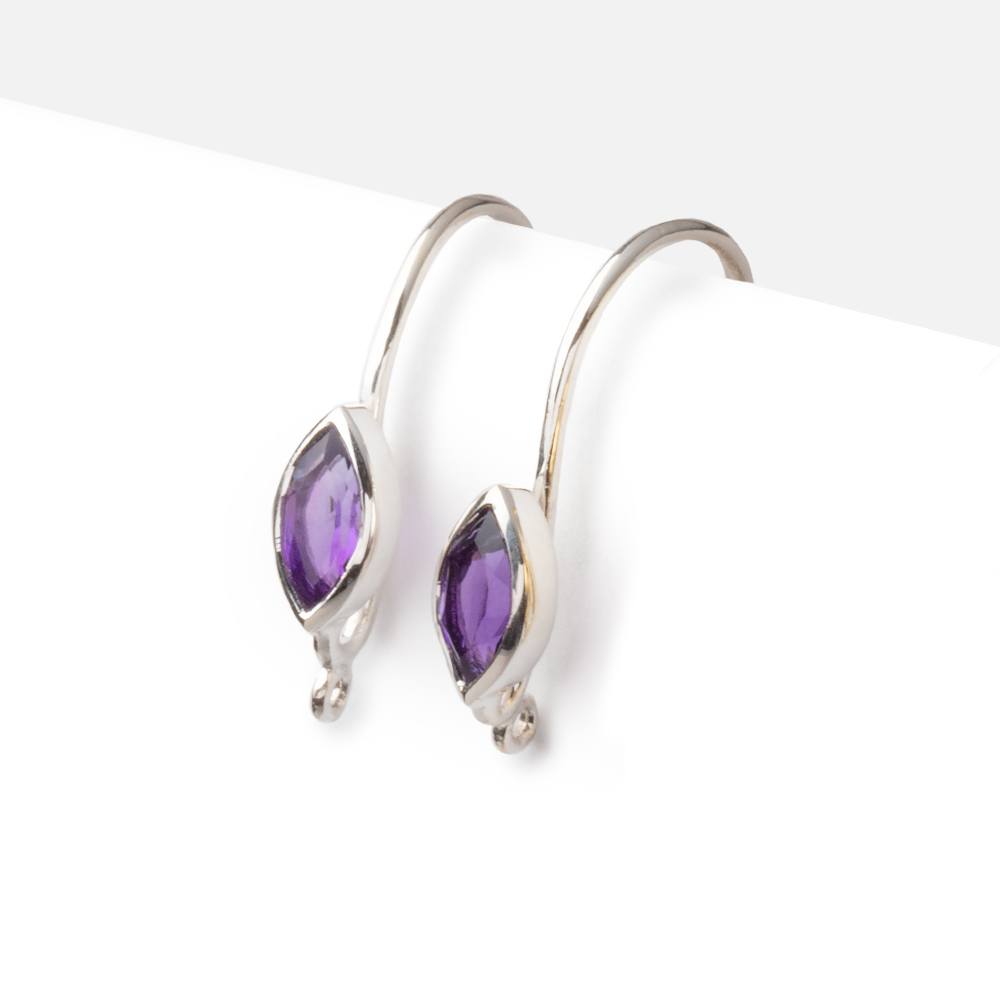 19mm African Amethyst Marquise Ear Wire Set of 2 pieces