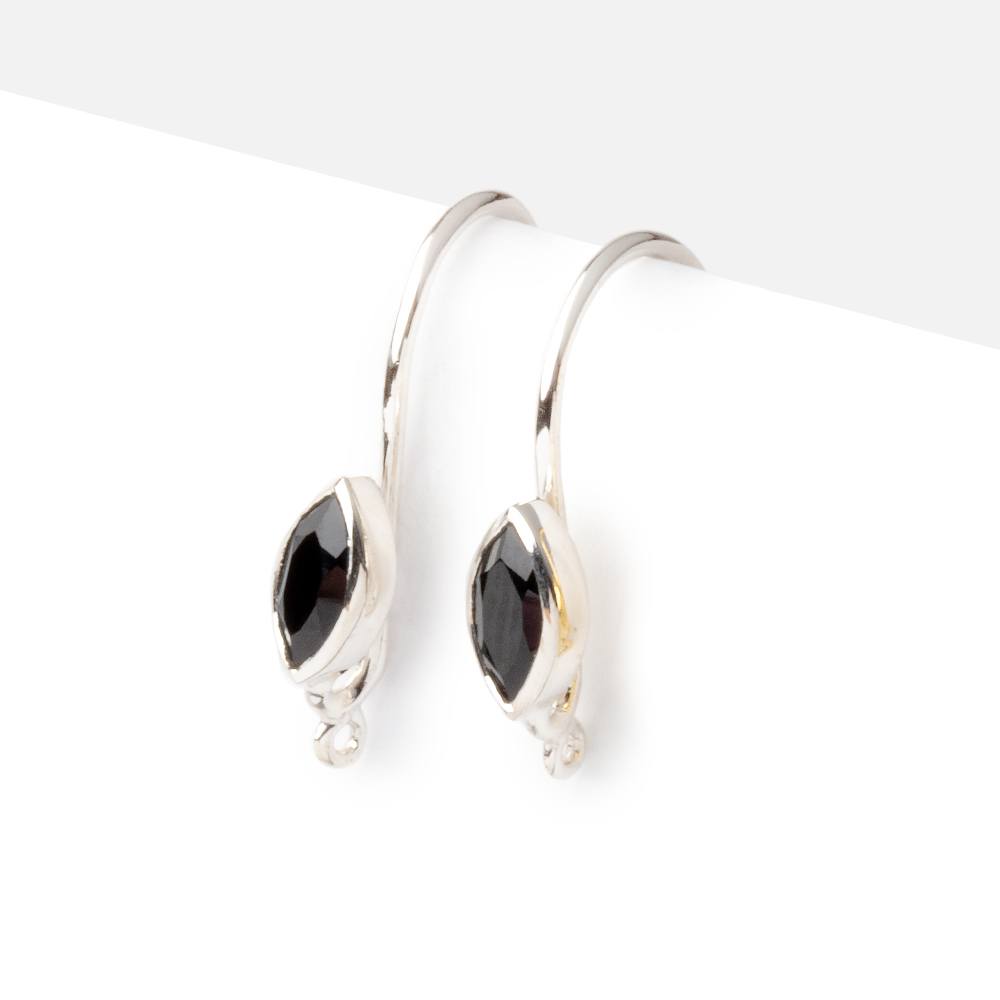19mm Black Spinel Marquise Ear Wire Set of 2 pieces