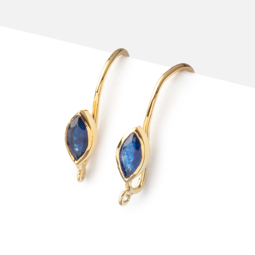 19mm Blue Sapphire Marquise Ear Wire Set of 2 pieces