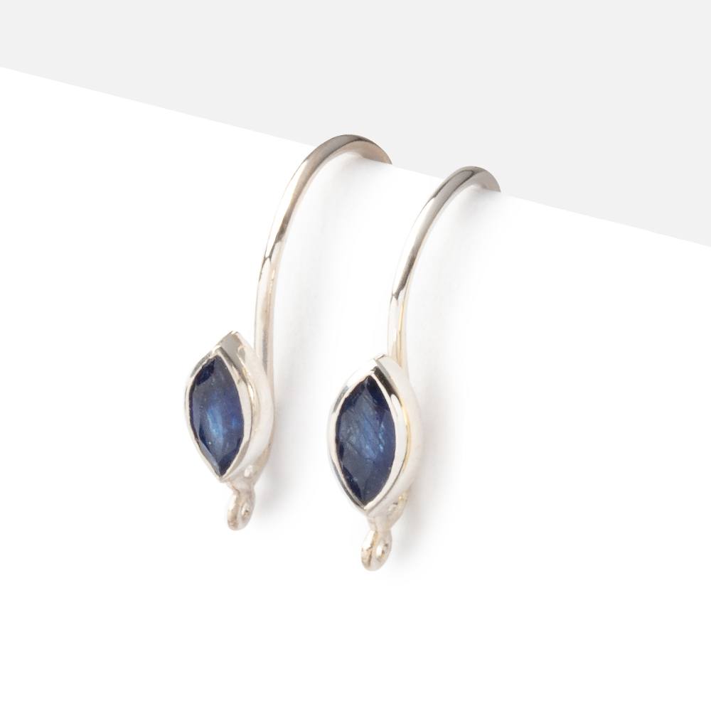 19mm Blue Sapphire Marquise Ear Wire Set of 2 pieces
