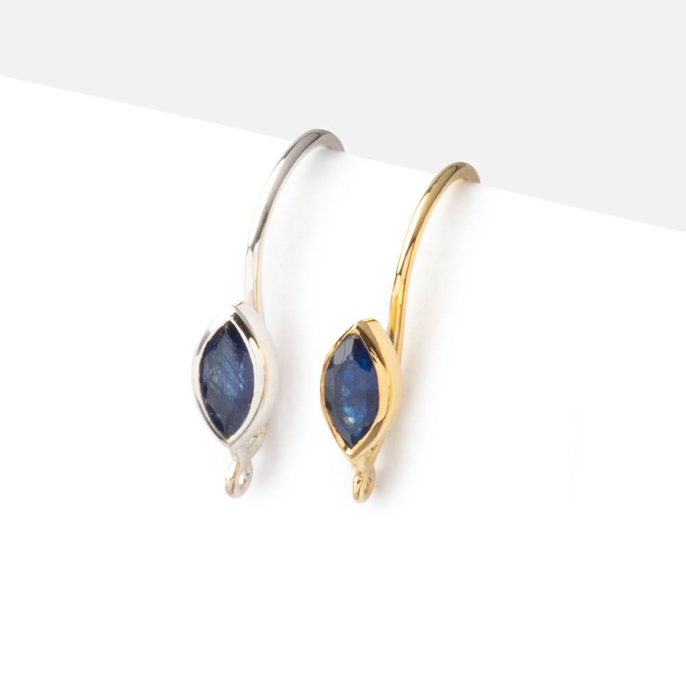 19mm Blue Sapphire Marquise Ear Wire Set of 2 pieces