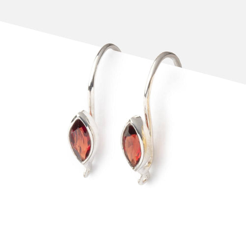 19mm Garnet Marquise Ear Wire Set of 2 pieces