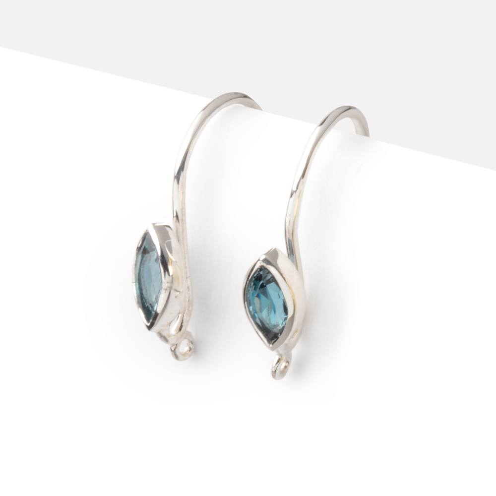19mm London Blue Topaz Marquise Ear Wire Set of 2 pieces