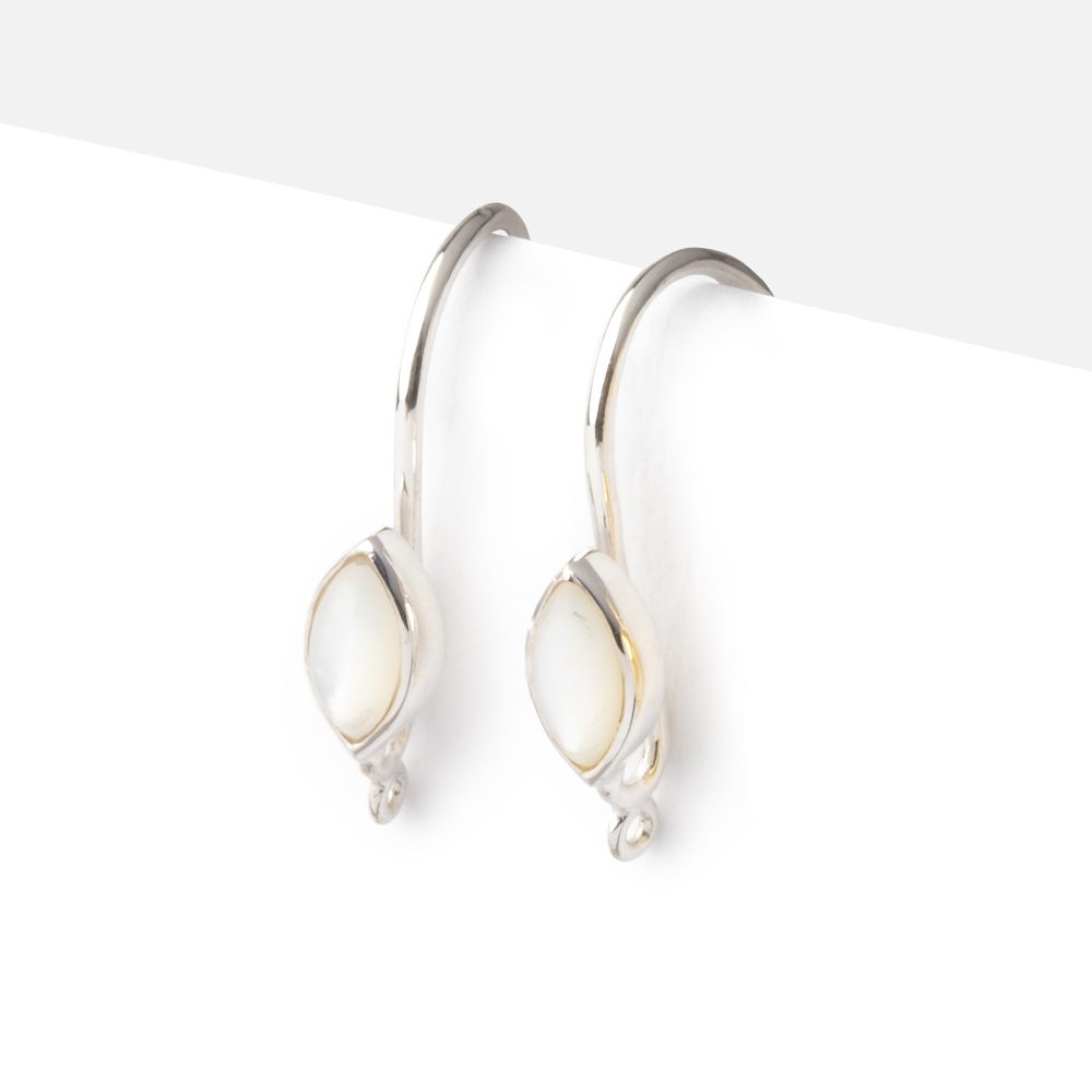 19mm Mother of Pearl Plain Marquise Ear Wire Set of 2 pieces