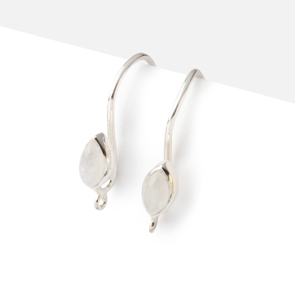 19mm Rainbow Moonstone Plain Marquise Ear Wire Set of 2 pieces
