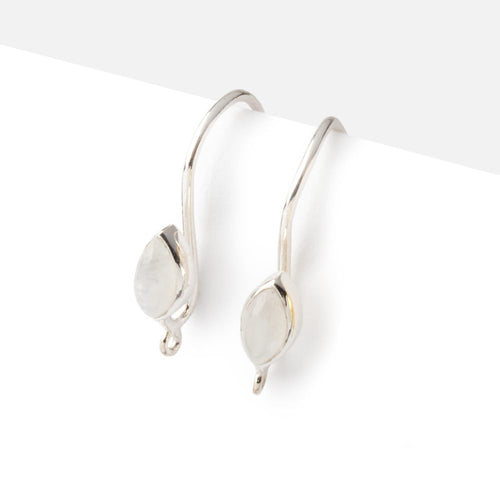 19mm Rainbow Moonstone Plain Marquise Ear Wire Set of 2 pieces