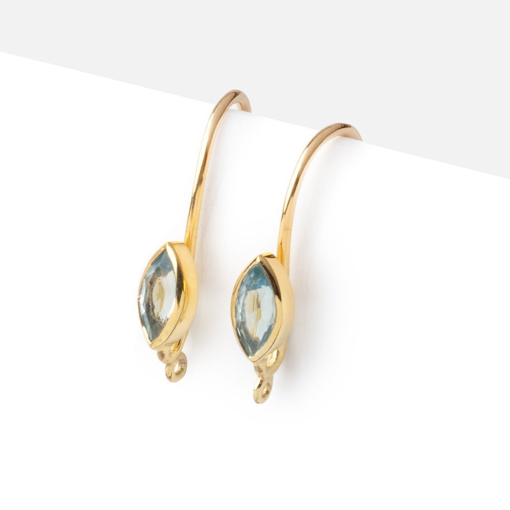 19mm Sky Blue Topaz Marquise Ear Wire Set of 2 pieces