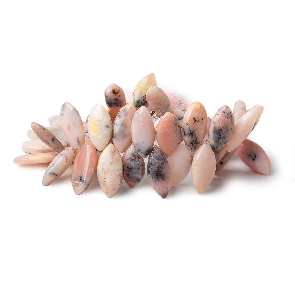 19x10-26x9mm Dendritic Pink Peruvian Opal Plain Marquise Beads 8.5 inch 44 pcs