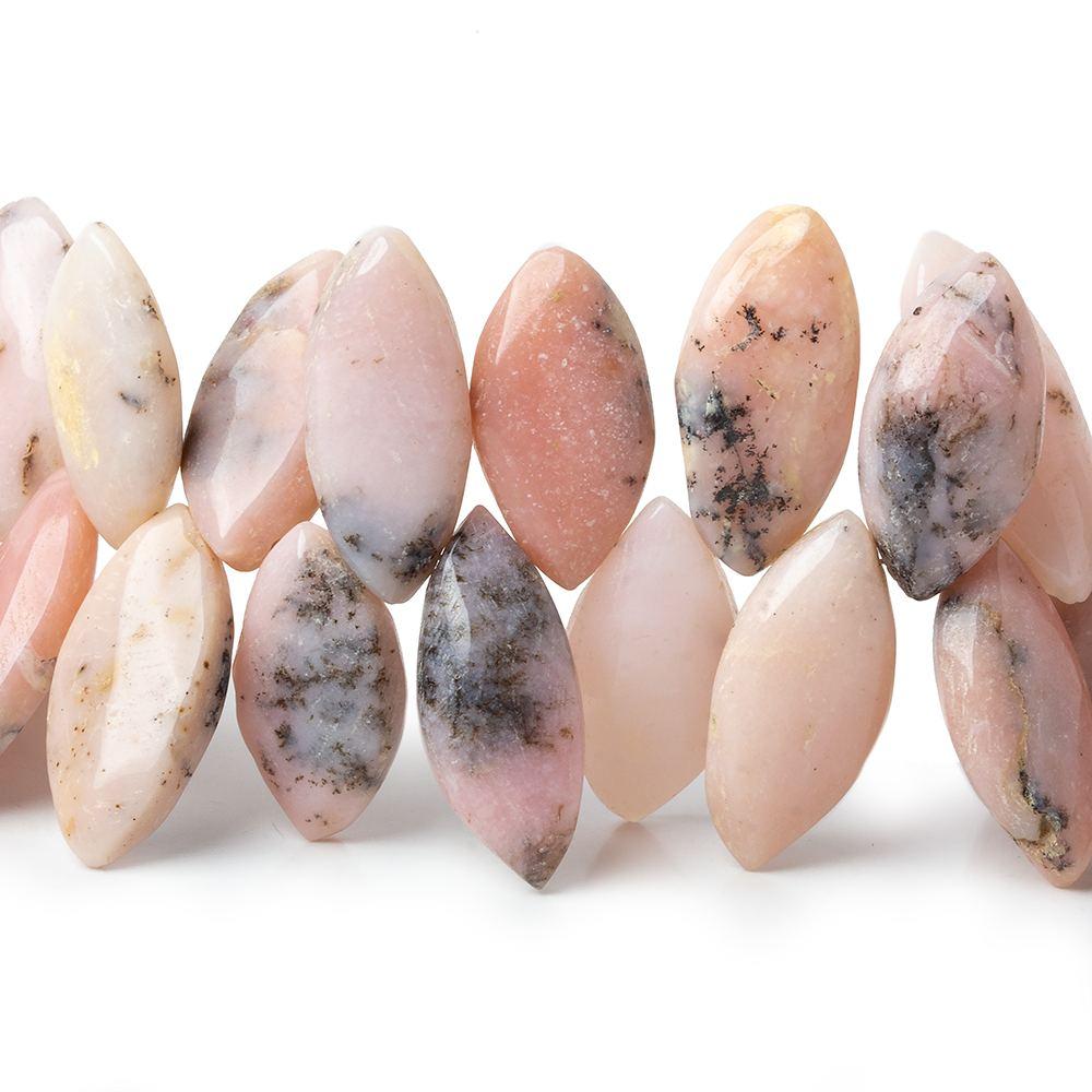 19x10-26x9mm Dendritic Pink Peruvian Opal Plain Marquise Beads 8.5 inch 44 pcs