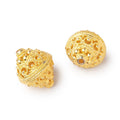 19x15mm 22kt Gold Plated Copper Persian Filigree BiCone Beads Set of 2 pieces