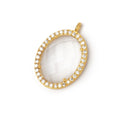 19x15mm Vermeil CZ Bezel Crystal Quartz Faceted Oval Pendant 1 Focal