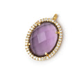 19x15mm Vermeil CZ Bezel Purple Hydro Quartz Faceted Oval Pendant 1 Focal