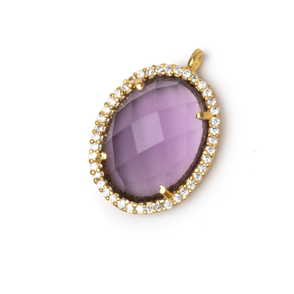 19x15mm Vermeil CZ Bezel Purple Hydro Quartz Faceted Oval Pendant 1 Focal