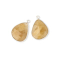 19x16mm .925 Silver Bezel Yellow Beryl Faceted Freeform Set of 2 Pendants