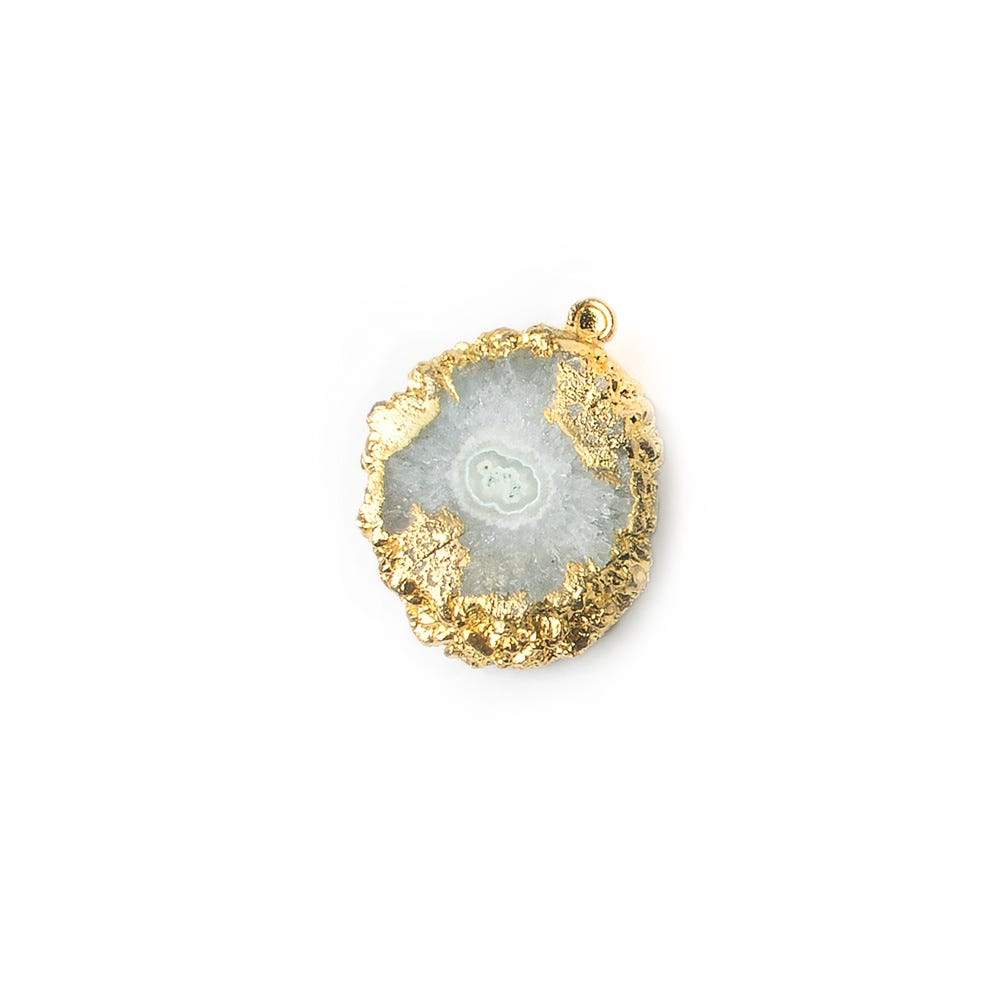 19x17mm 22kt Gold leafed Solar Quartz Pendant Bead 1 piece