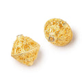 19x18mm 22kt Gold Plated Copper Scroll Filigree BiCone Beads Set of 2 pieces
