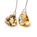 19x19-24x17mm Citrine Faceted Heart & Pear Focal Set of 2 Beads
