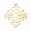 19x19.5mm Brushed Filigree Marquise Charm Set of 4 pieces