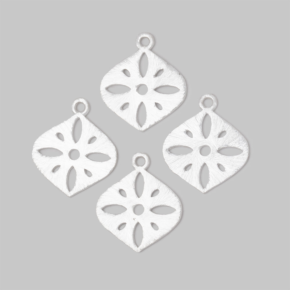 19x19.5mm Brushed Filigree Marquise Charm Set of 4 pieces