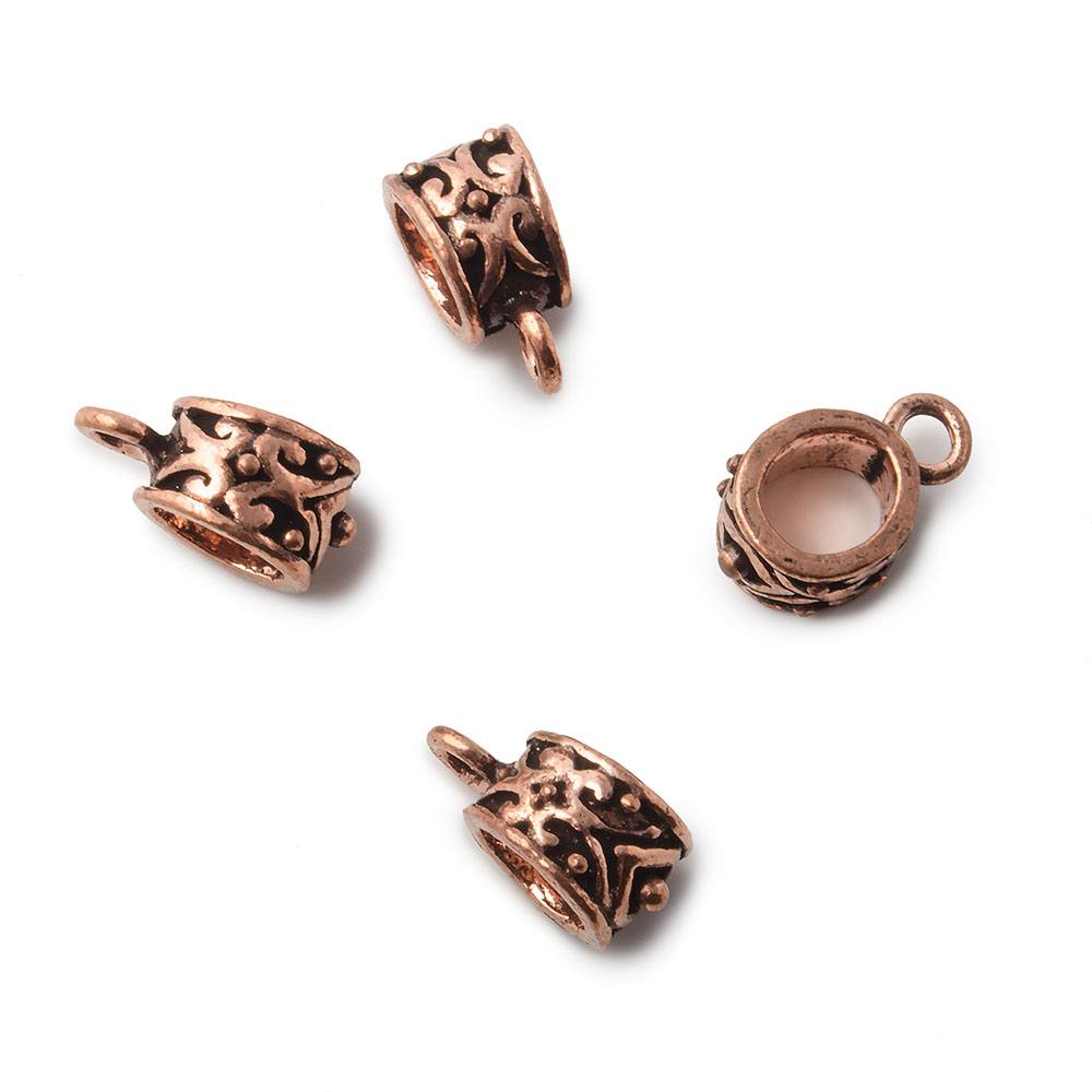 19x6mm Copper Bail with Cross Pattern Set of 4