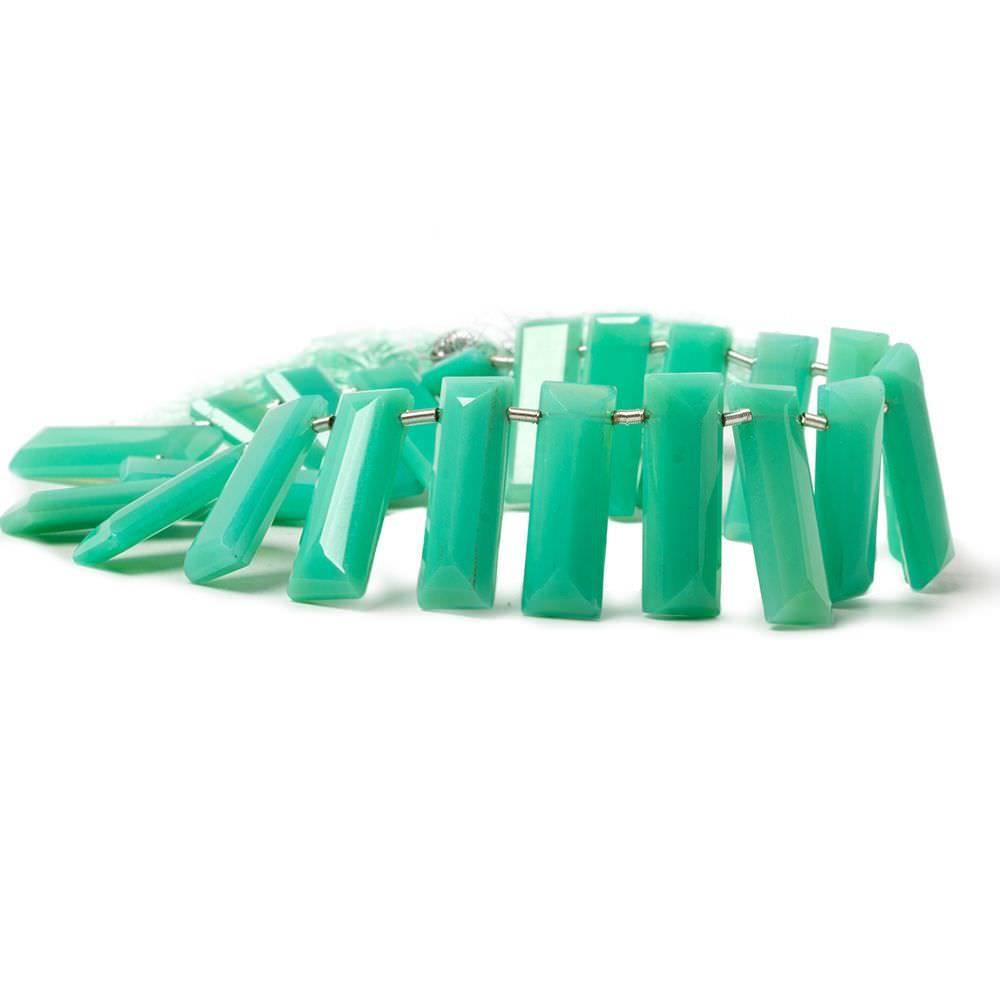 19x7mm Green Onyx Faceted Emerald Cut Beads 8 inch 21 pieces
