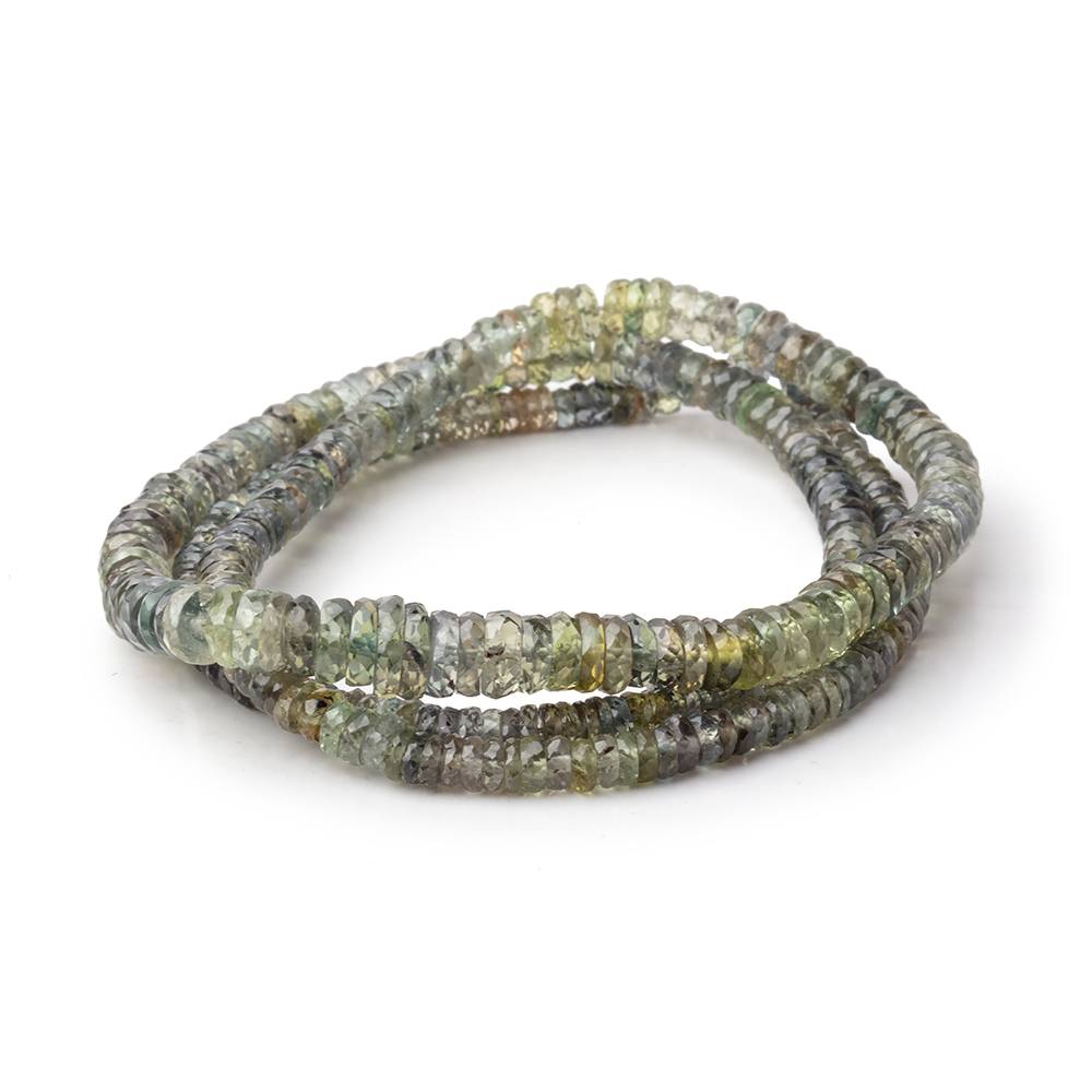 2-6.5mm Moss Green Sapphire Faceted Heishi Beads 18 inch 350 pieces AAA