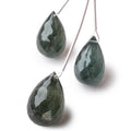 20-23mm Moss Aquamarine Faceted Tear Drop Set of 3 Focal Beads