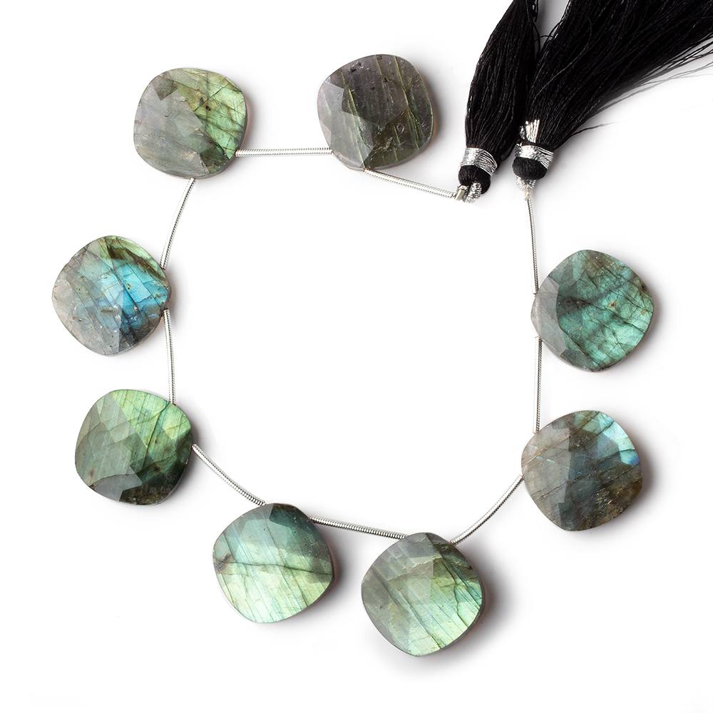 20mm Labradorite top drilled faceted pillow beads 7.5 inch 8 pieces