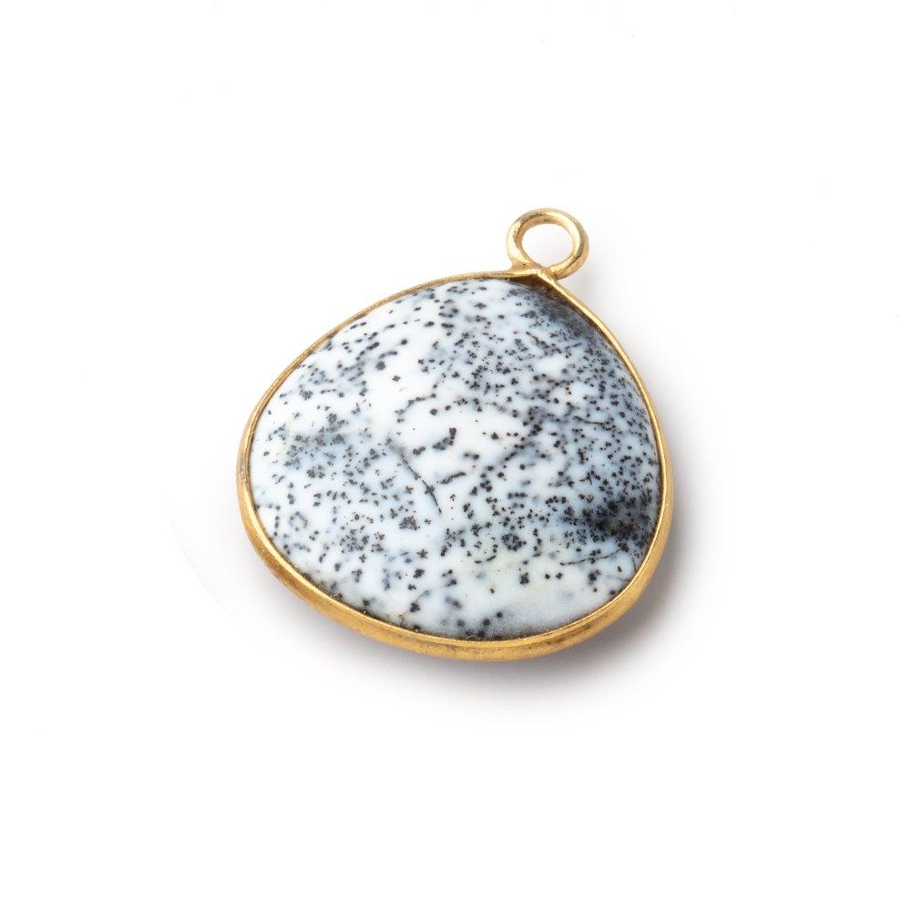20mm Vermeil Bezel Dendritic Opal Plain Heart Pendant 1 piece