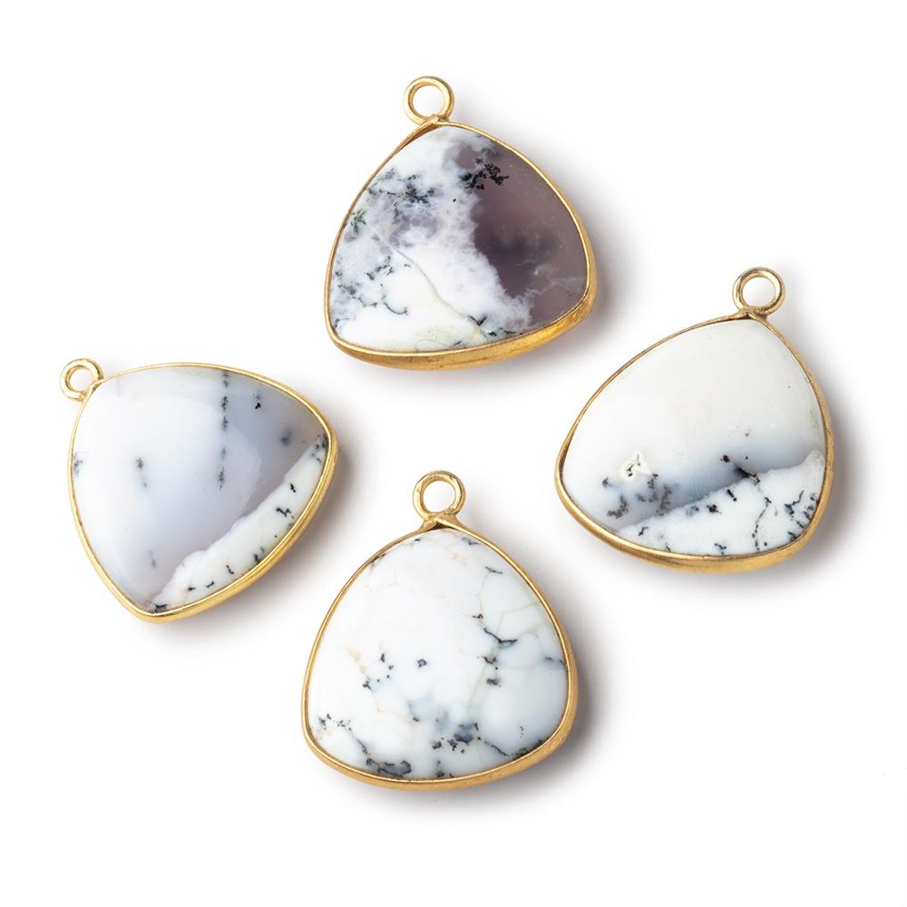 20mm Vermeil Bezel Dendritic Opal Plain Triangle Pendant 1 piece