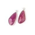 20x11mm .925 Silver Bezel Ruby Faceted Freeform Set of 2 Pendants