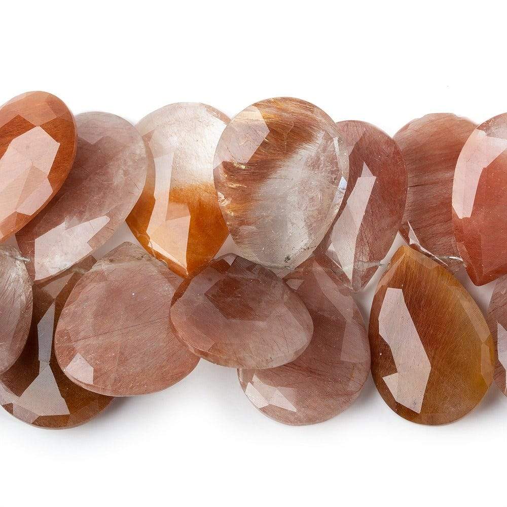 20x13mm - 28x20mm Rutilated Quartz Faceted Pear Briolettes 7.5 inch 27 beads