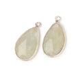 20x13mm .925 Silver Bezel Beryl Faceted Freeform Set of 2 Pendants