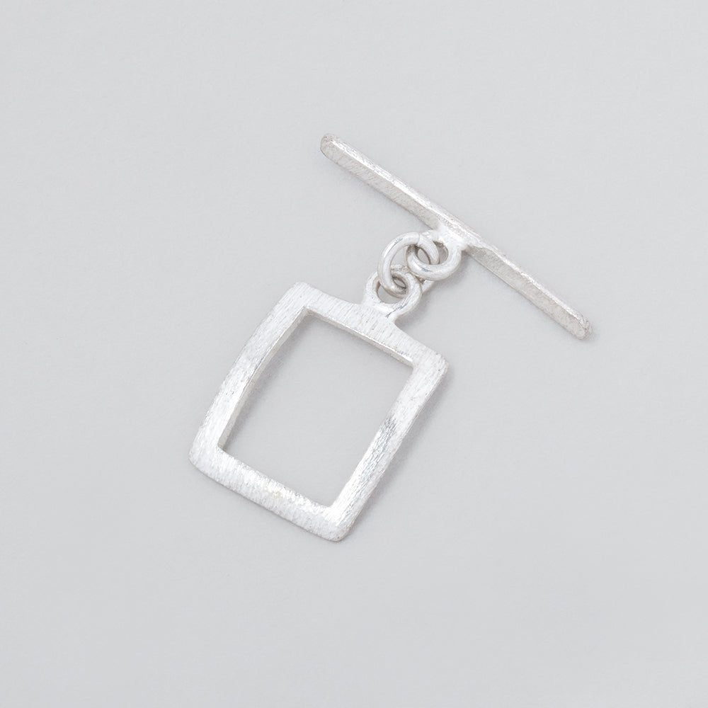 16x13mm Sterling Silver Brushed Curved Rectangular Toggle 1 piece