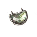 20x15mm Black Gold Bezel CZ & Labradorite Half Moon East West Connector 1 focal bead