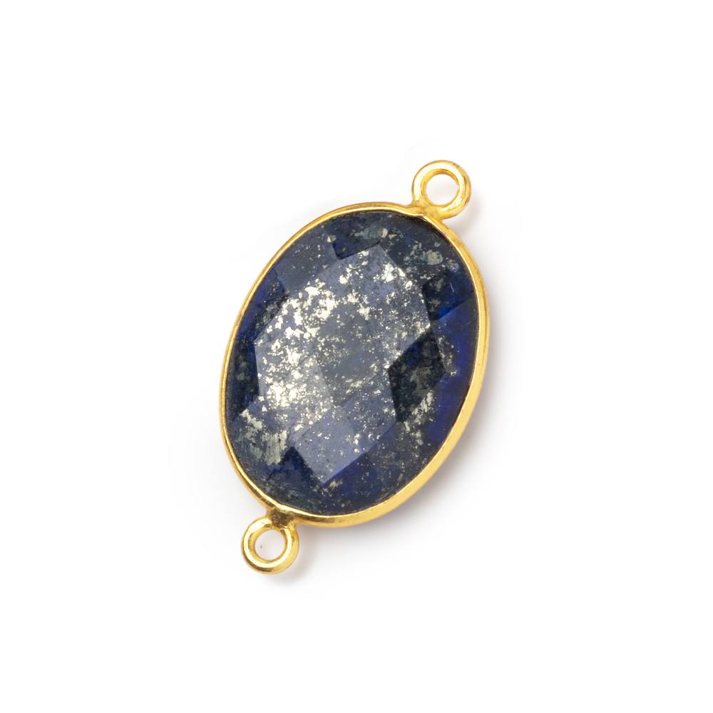 20x16mm Vermeil Bezel Lapis Lazuli Faceted Oval Connector 1 piece