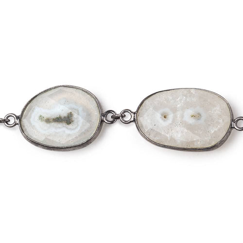 20x18-31x19mm Solar Quartz Faceted Nuggets Black Gold over .925 Bezel Set Chain