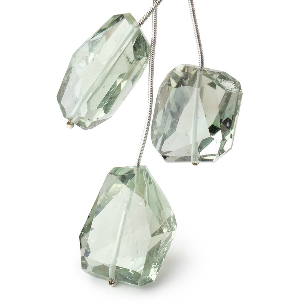 21-29mm Prasiolite Faceted Nugget Focal Beads Set of 3 pieces