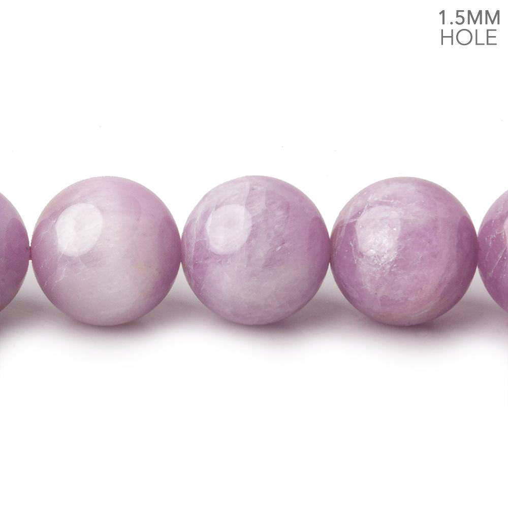 12mm Kunzite plain round beads 16 inch 34 pieces 1.5mm Large Hole AAA
