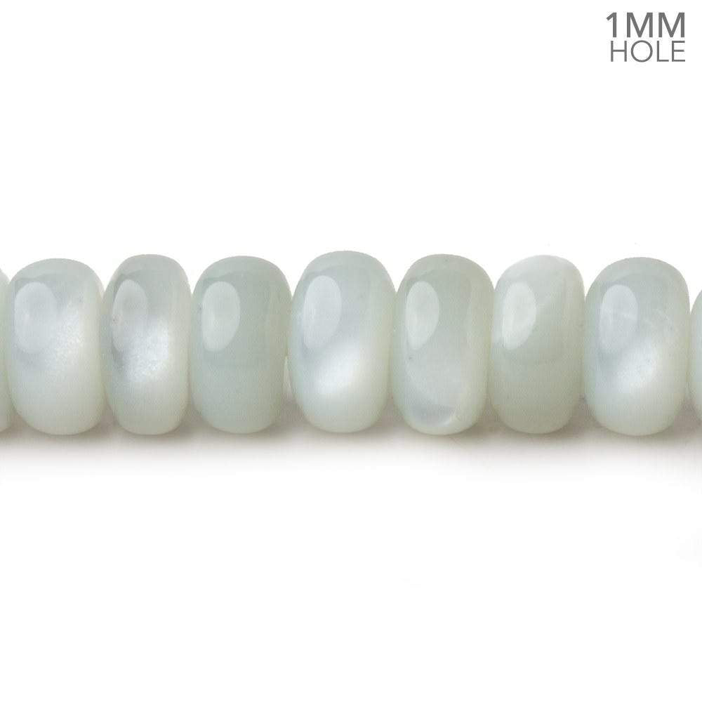 9.5mm Light Grey Moonstone plain rondelle beads 16 inch 76 pieces 1mm hole AA