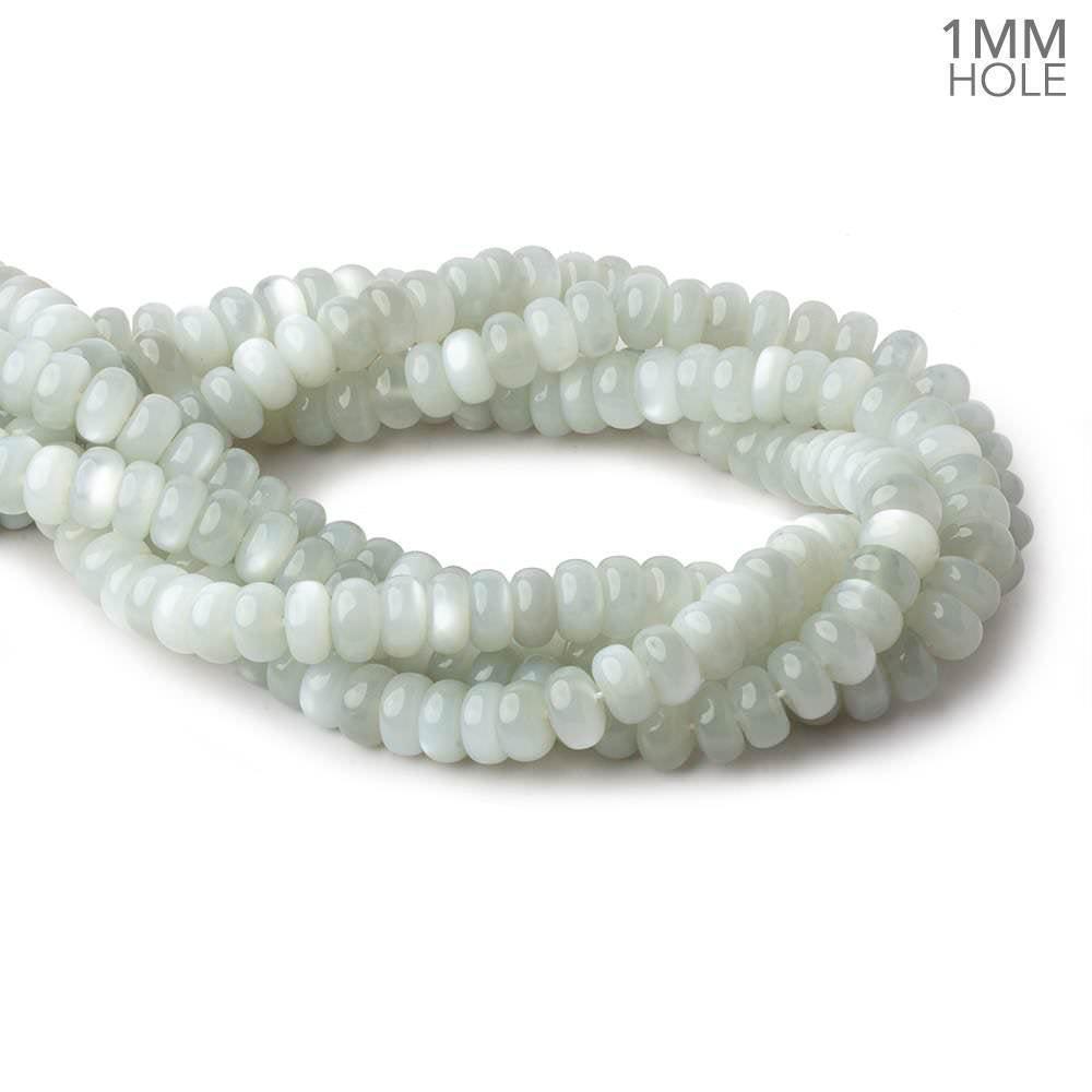 9.5mm Light Grey Moonstone plain rondelle beads 16 inch 76 pieces 1mm hole AA