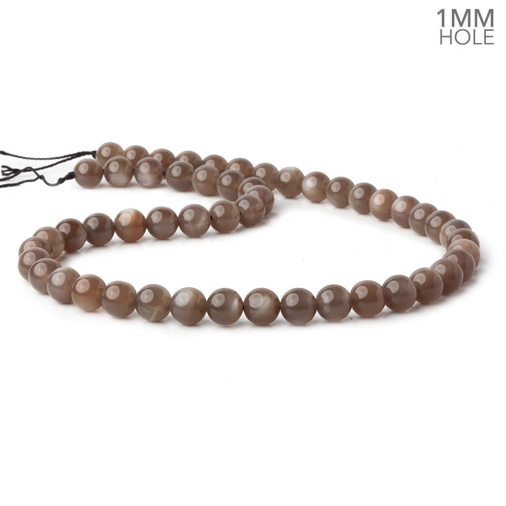 8mm Chocolate Brown Moonstone plain round beads 16 inch 51 pieces 1mm hole AAA