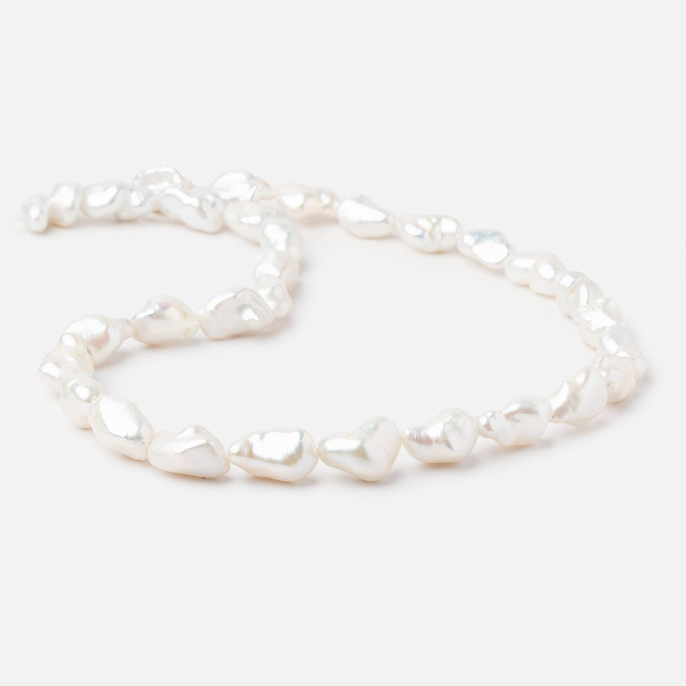 11x7-17x10mm White Straight Drilled Keshi Freshwater Pearls 16 inch 25 pieces