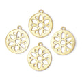 21mm Brushed Filigree Coin Charm Set of 4 pieces