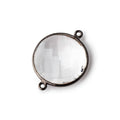 21mm Black Gold Bezeled Crystal Quartz Coin Connector 1 piece