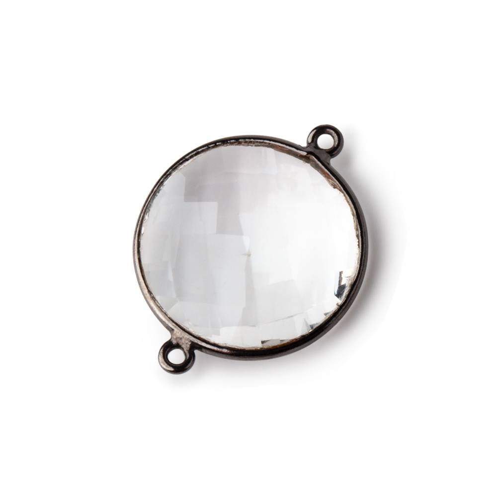21mm Black Gold Bezeled Crystal Quartz Coin Connector 1 piece