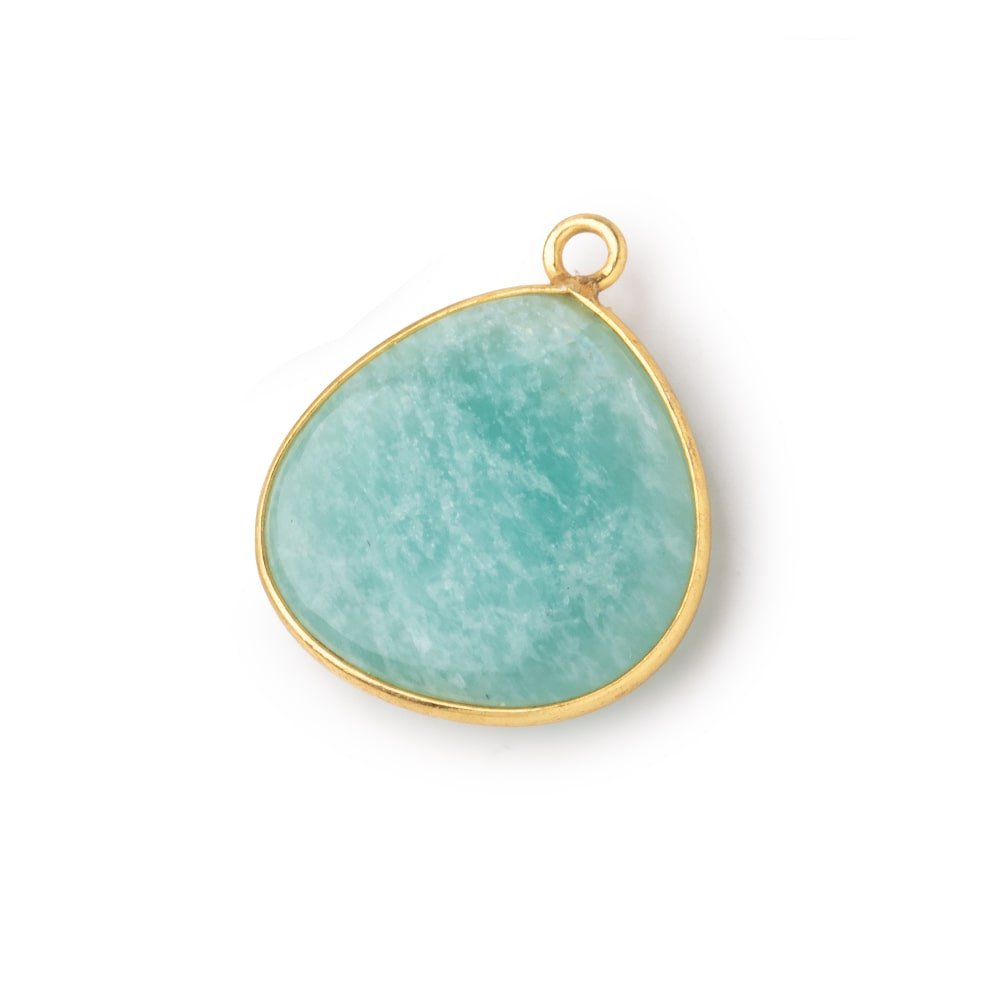 21mm Vermeil Bezel Amazonite Plain Heart Pendant 1 Focal Bead