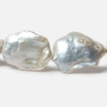 21x10x23-23x11x30mm Silver White Souffle Freshwater Pearls 16 inch 15 pieces